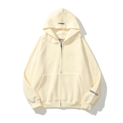 Essentials Reflective Print Zip-up HoodieOversized Cream